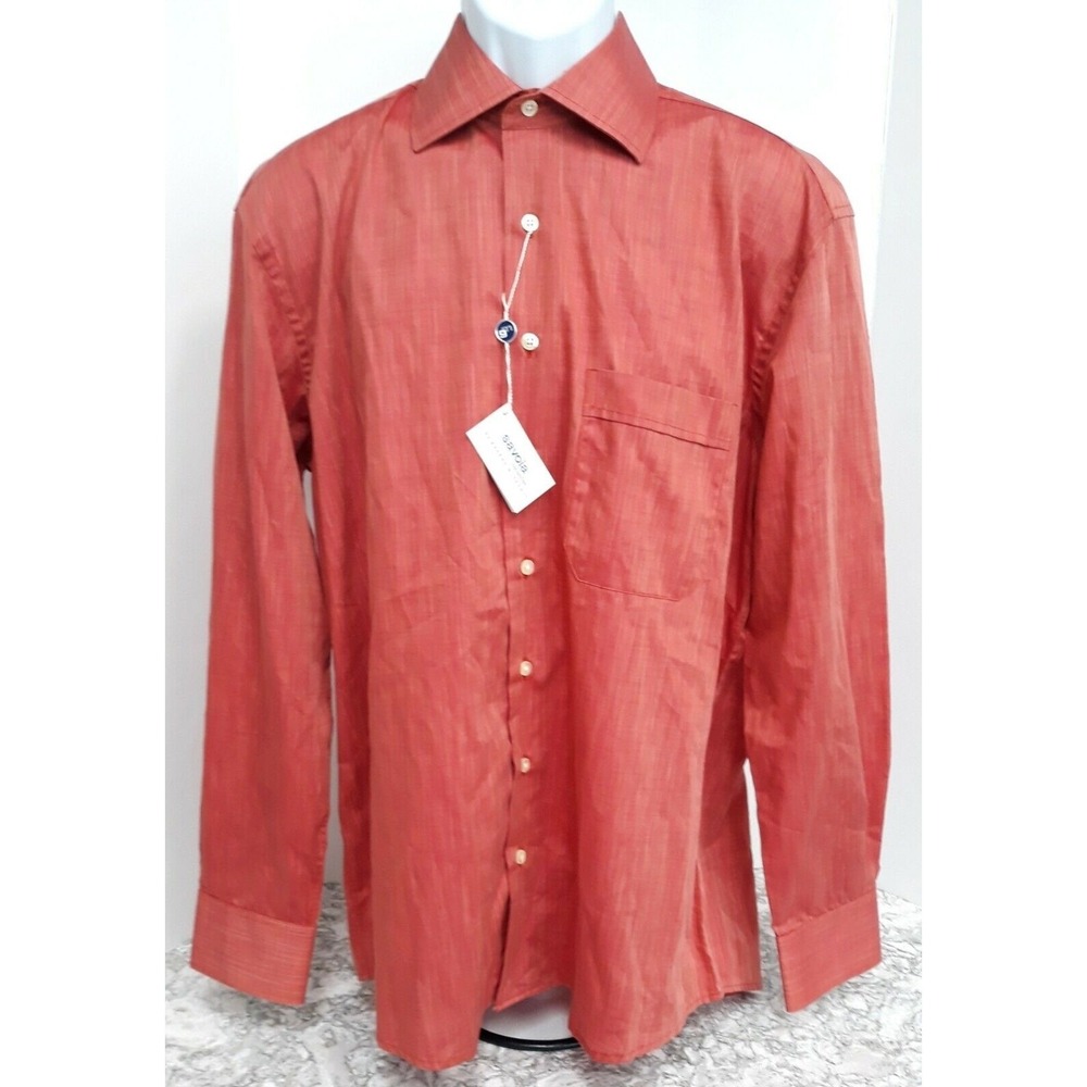 Savoia by Gordon Mitchell mens long sleeve button front shirt Size L 16 1/2 NEW